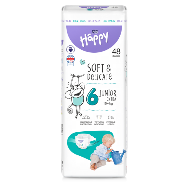 Підгузки дитячі одноразові HAPPY BELLA BABY junior extra.15+, 48 шт.